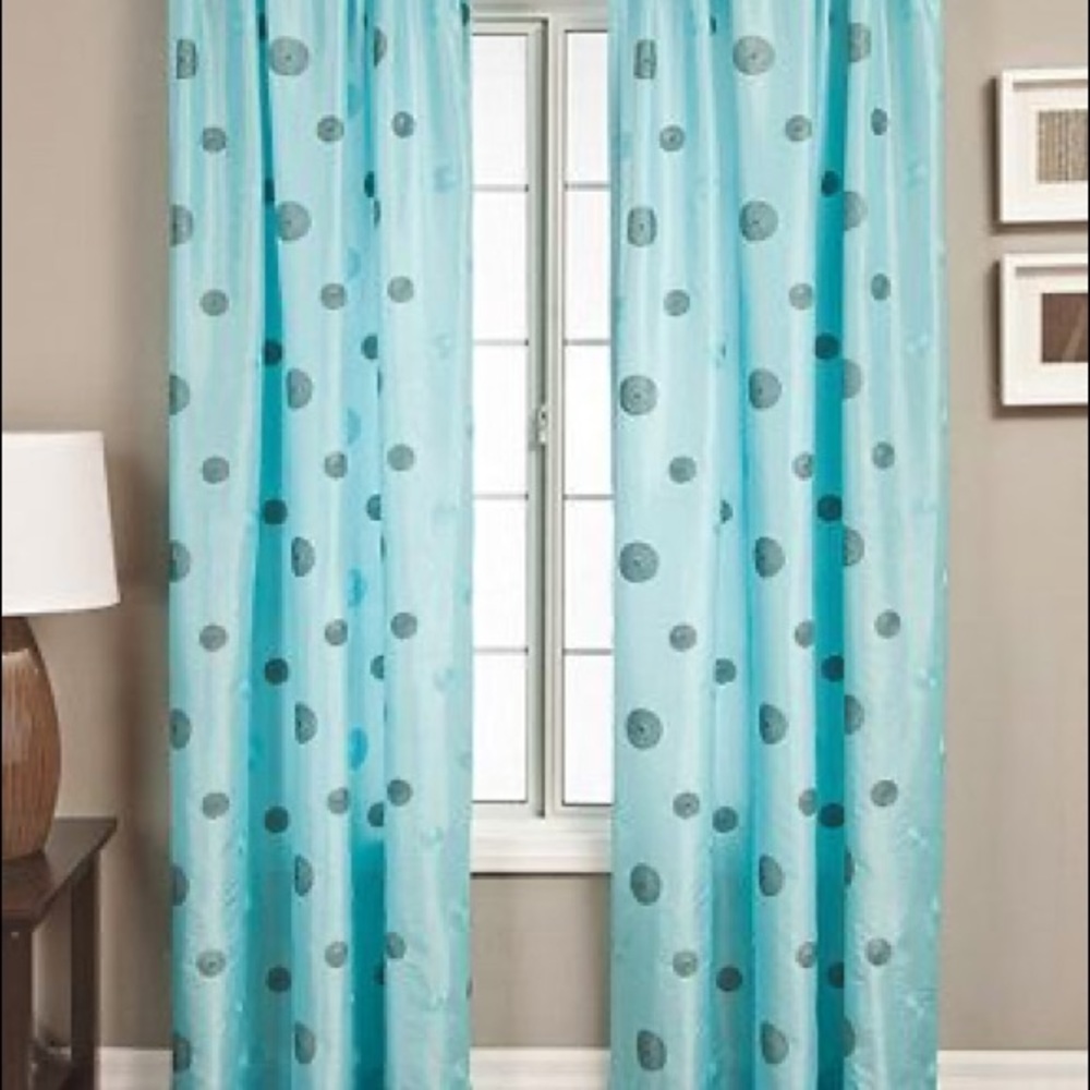New in Pkg Cyclone Aqua Embroidered Curtain Panel